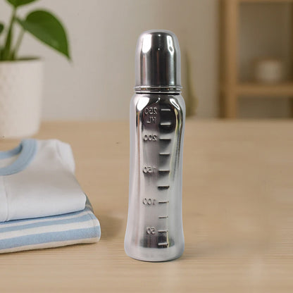 Wukusy Supermom Lion stainless steel baby feeding bottle, 250ml, with a colorful lid and ergonomic design for infant feeding.