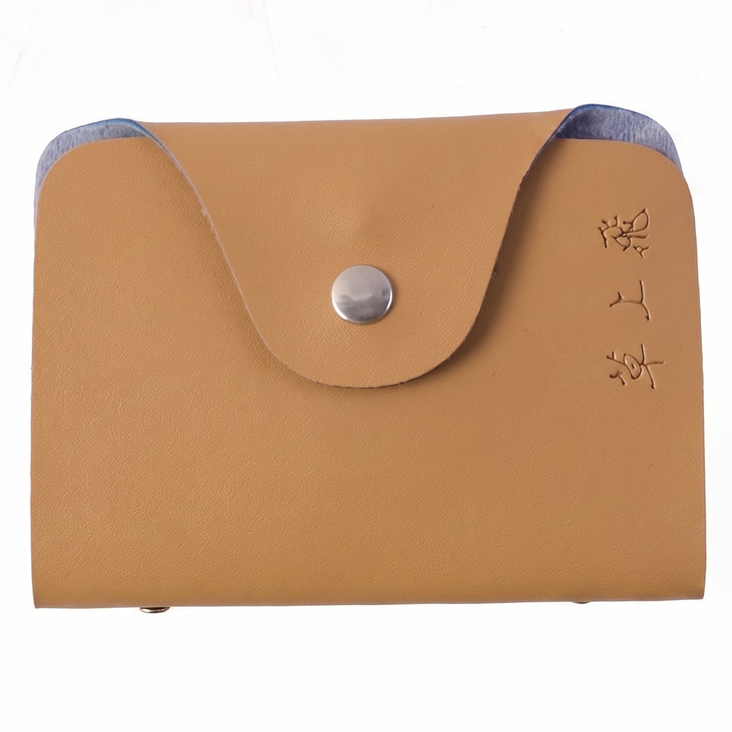 Wukusy premium button closure card holder wallet with 10 inner slots, compact leather design, ideal for secure card storage.