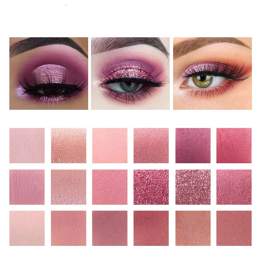 Drpshippr 18-color eyeshadow palette with various shades for eye makeup, featuring neutral and vibrant tones displayed on a makeup palette.