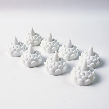 Set of 8 lotus-shaped LED flameless tealight candles by Wukusy, perfect for elegant home decor and ambient lighting.