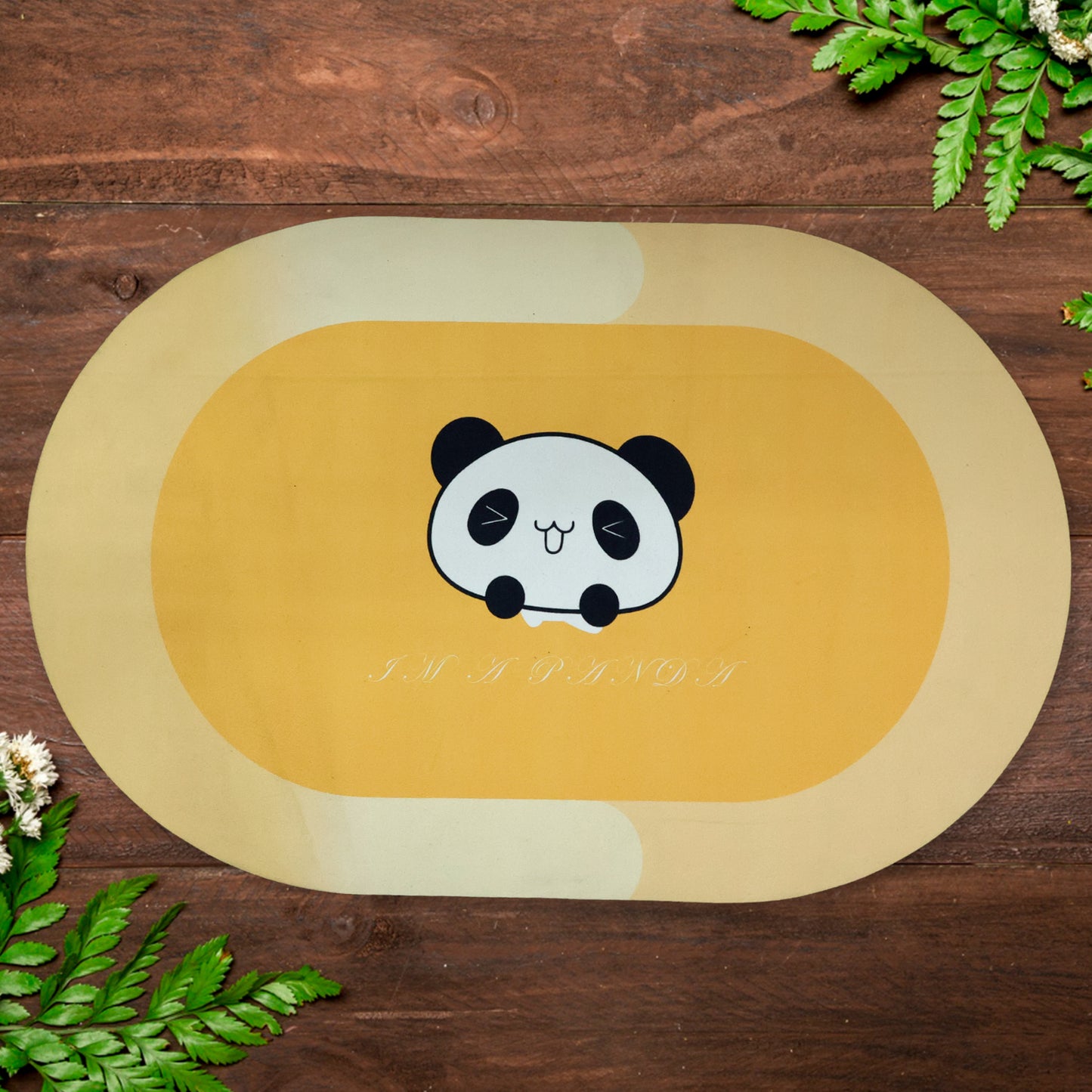 Anti-slip cartoon panda printed bathroom floor mat by Wukusy, 90x59 cm, featuring colorful panda design for safety and comfort.