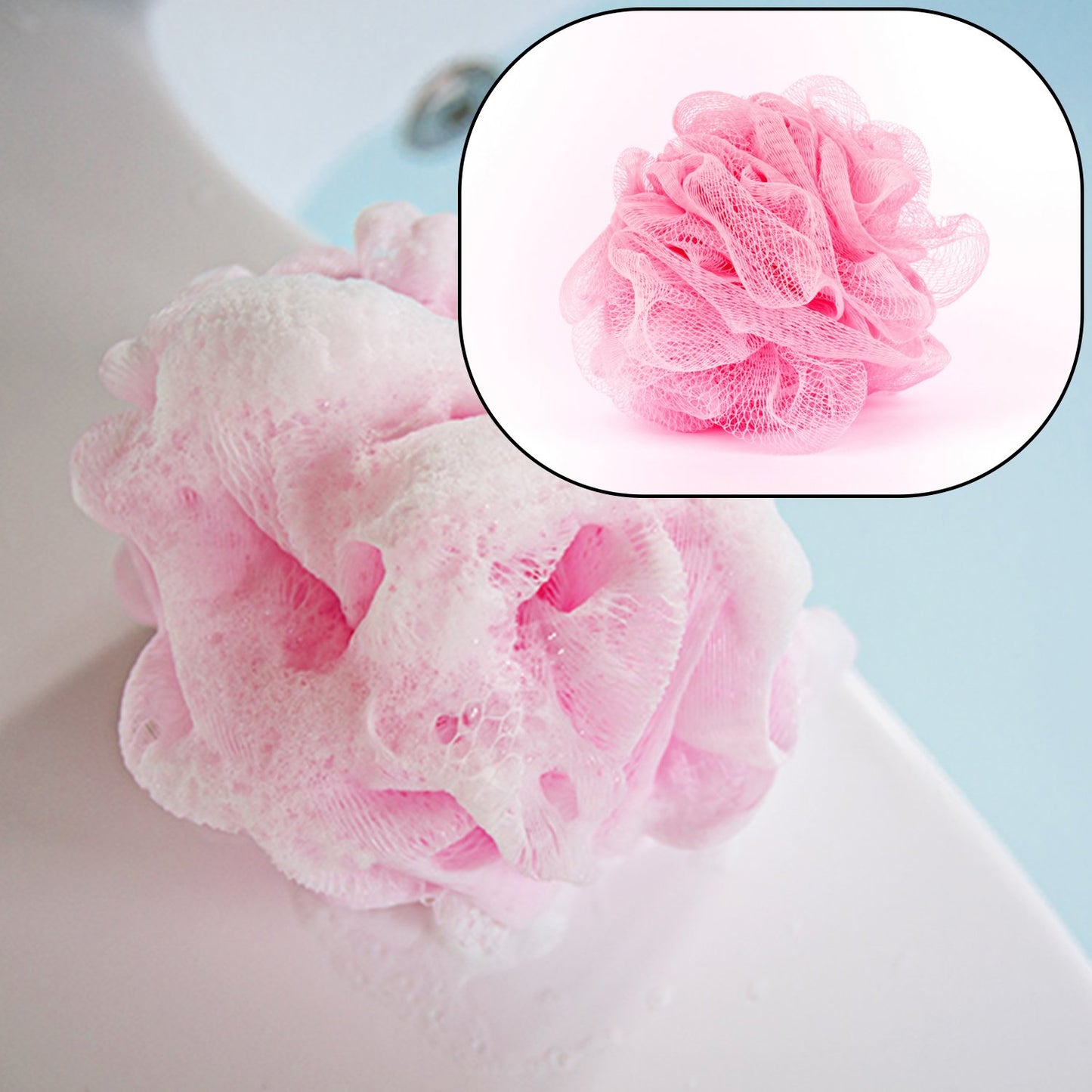 Six Wukusy bath shower loofah sponges for body scrubbing, in a pack of 6, shown in the image.