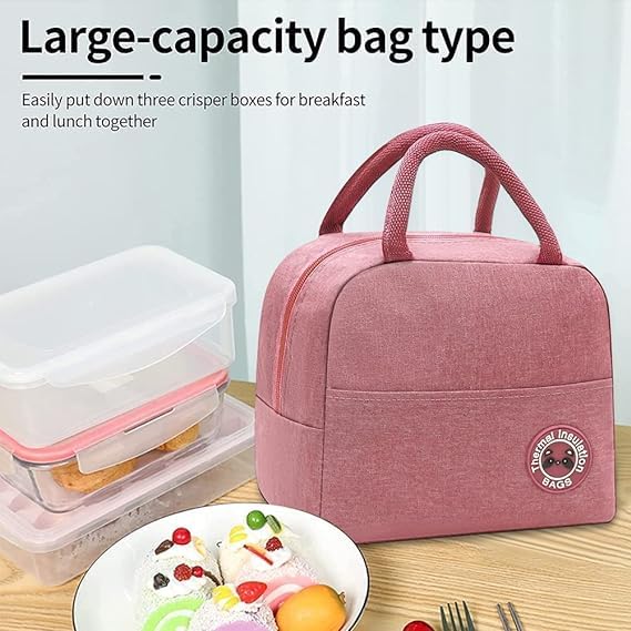 Insulated lunch bag for office, kids, and travel by Drpshippr, featuring colorful, lightweight design with a zipper closure and carrying handle.