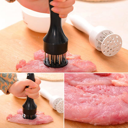 Wukusy stainless steel meat tenderizer tool with needle design, ideal for softening and preparing meats in the kitchen.