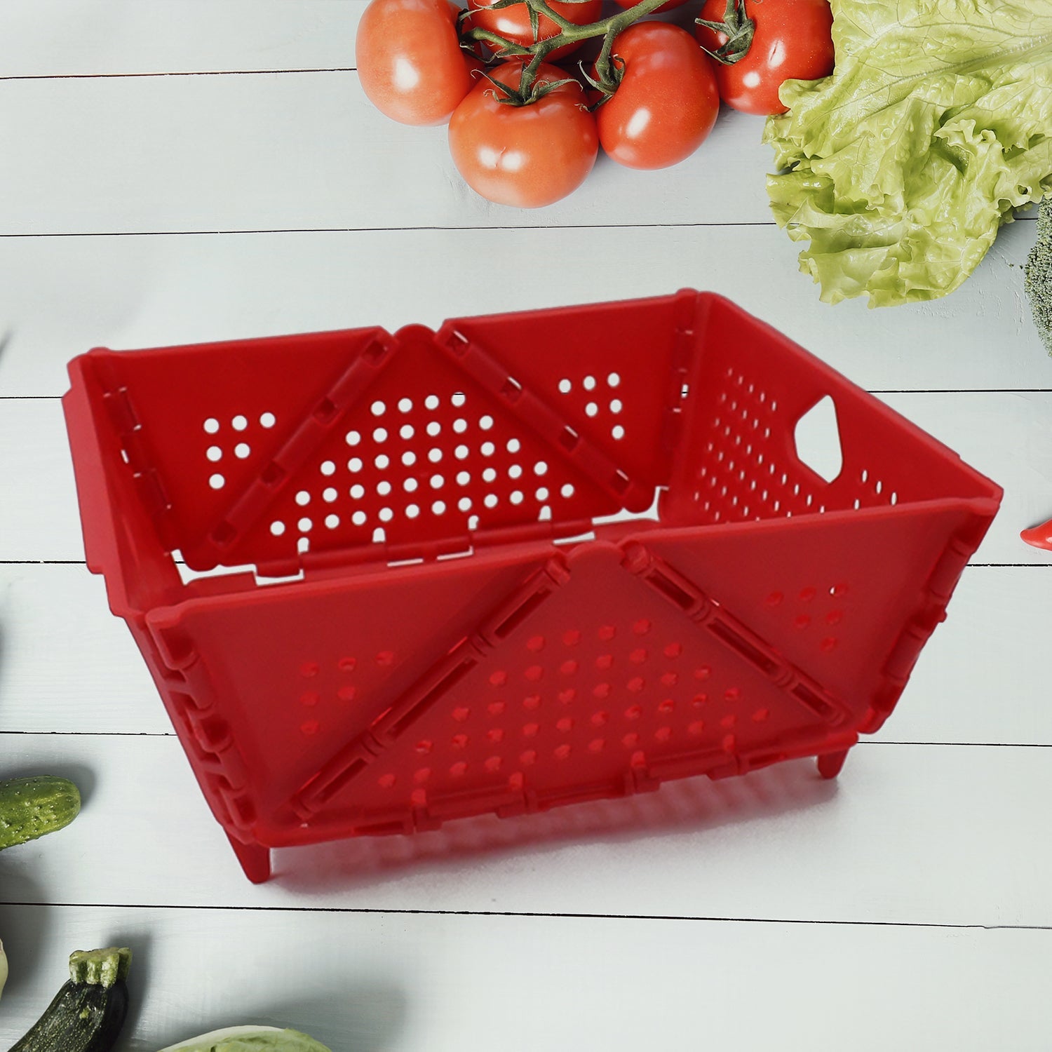 Wukusy storage basket box with holes, ventilated design for kitchen organization, made of durable material, 23x20 cm.