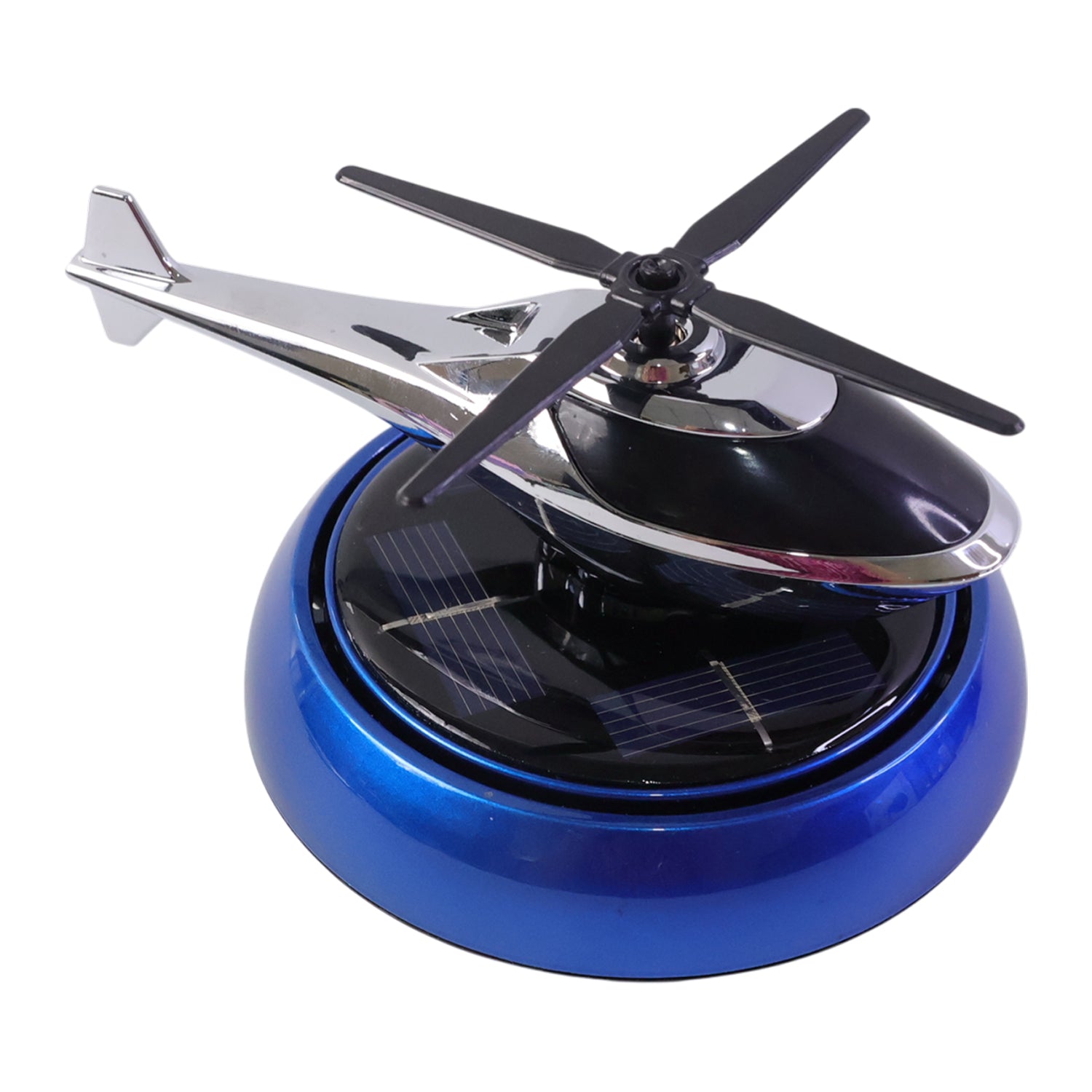 Wukusy solar helicopter car dashboard air freshener with rotating perfume decor and colorful design on a vehicle dashboard.