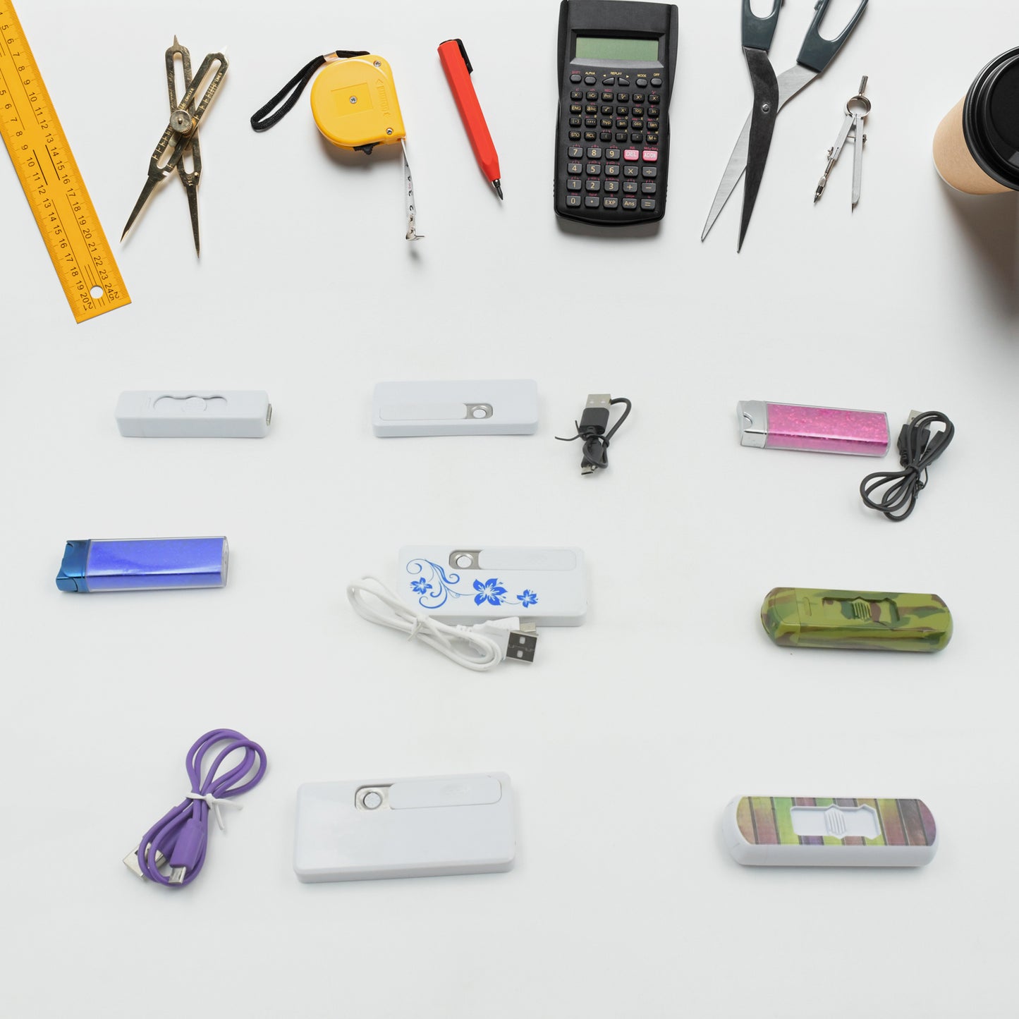 Wukusy stylish electric USB lighter with flameless coil, slim design, rechargeable, windproof, for men and women, in mixed colors.