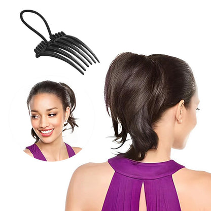 Wukusy volumizing hair bun comb clip showing a black plastic hair accessory for creating full hair buns