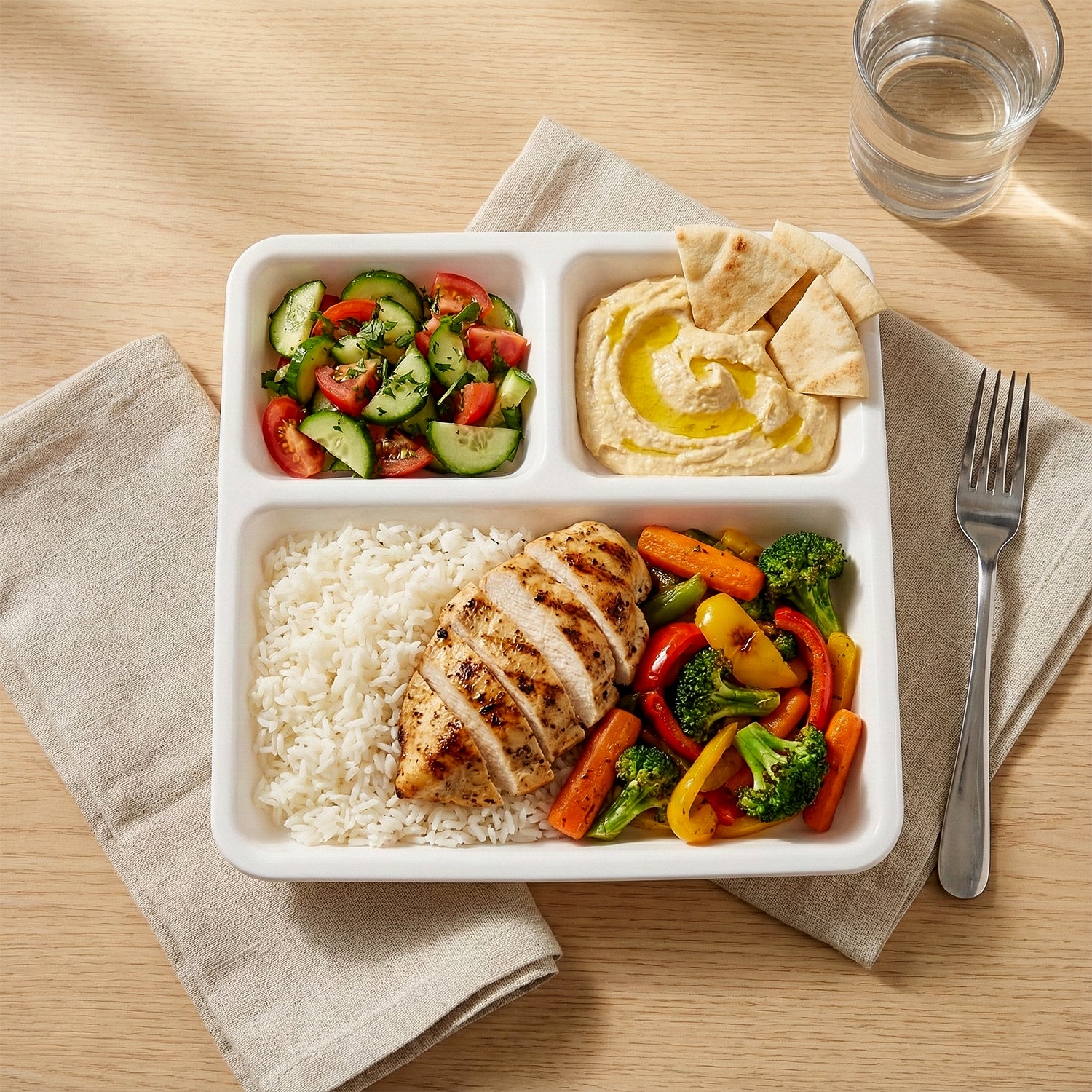 Plastic 3-compartment Plate For Meal Serving