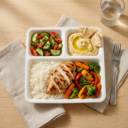 Plastic 3-compartment Plate For Meal Serving