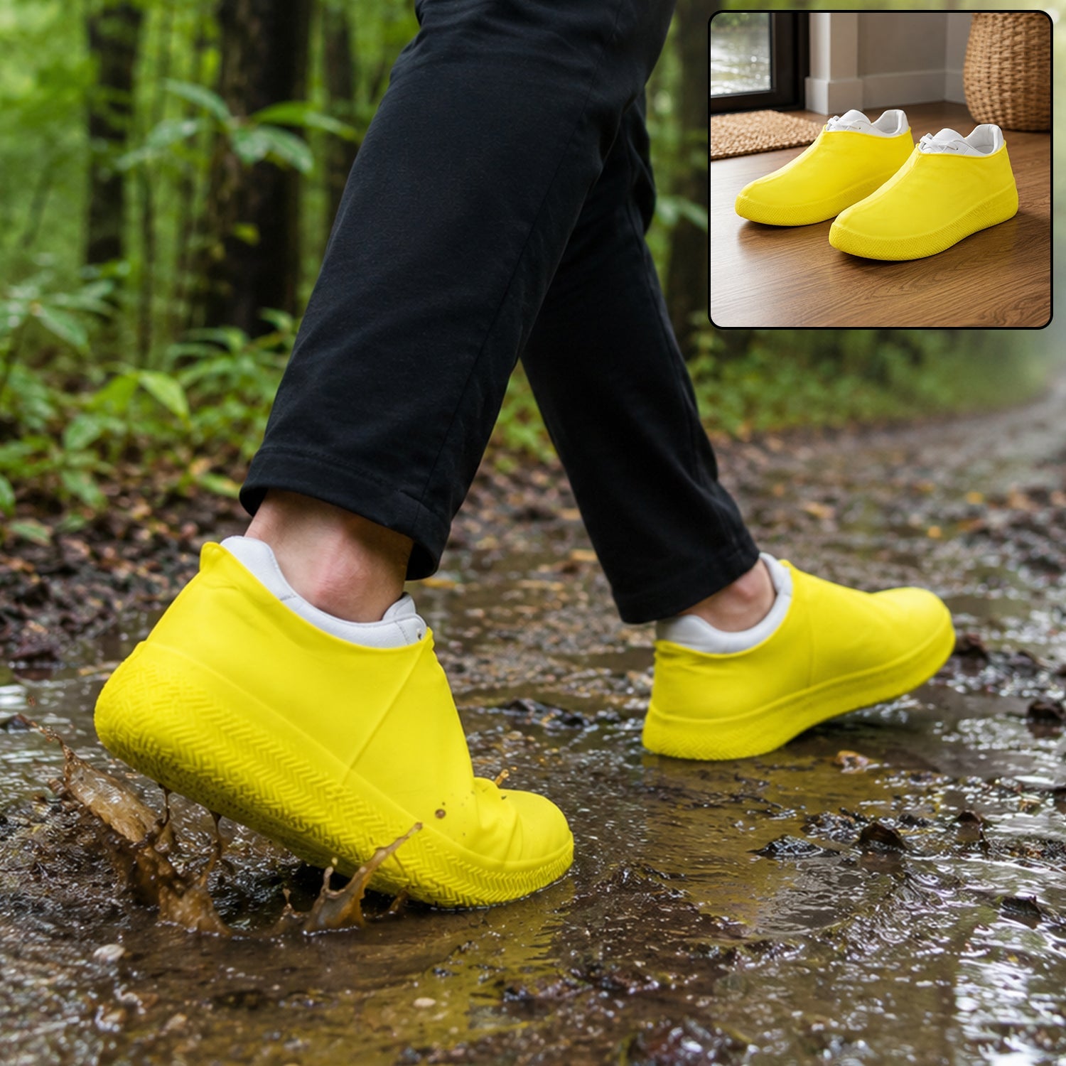 Large Size Reusable Waterproof Shoe Covers For Rainy Outdoor And Travel Use (1 Pair)