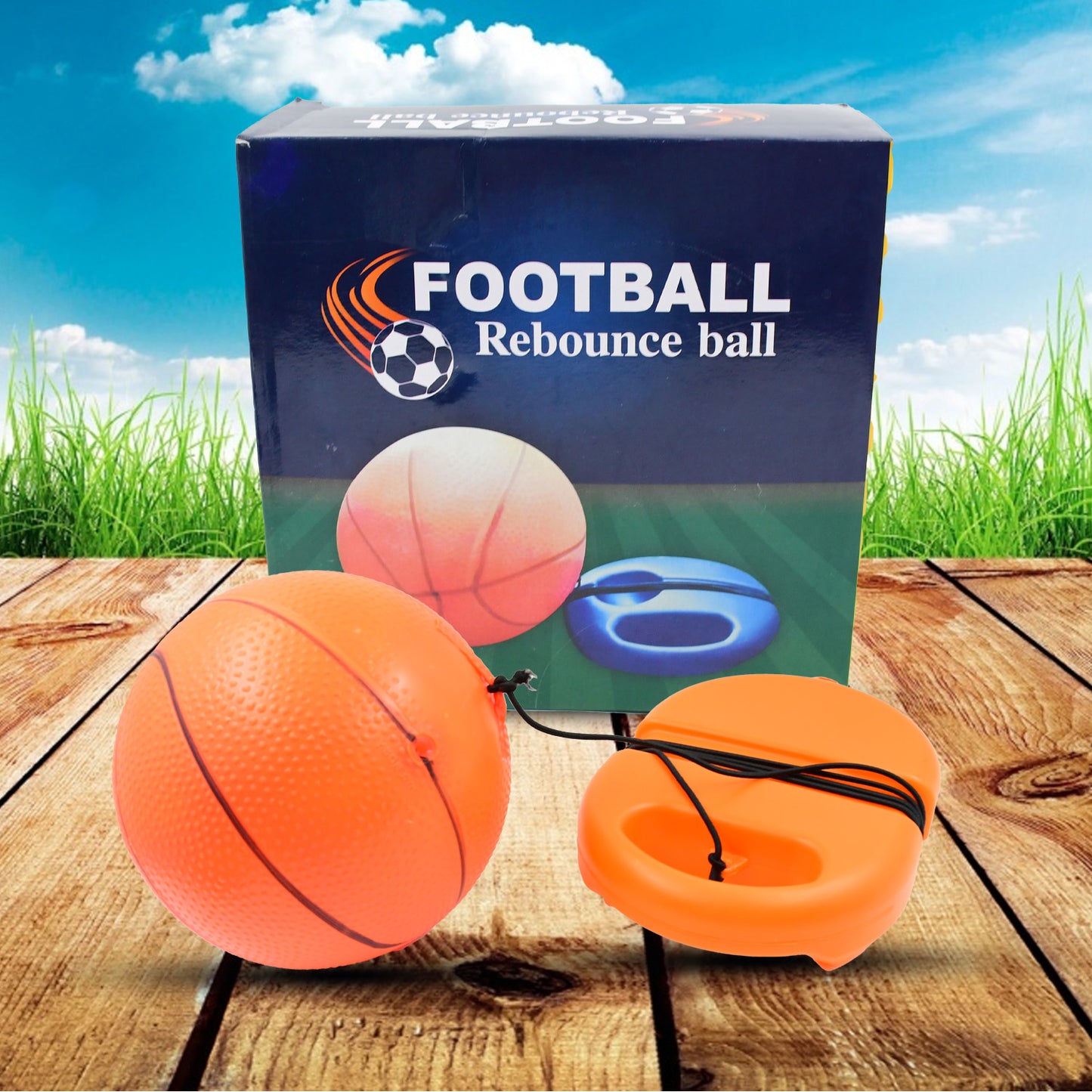 Wukusy football rebound ball with string set, sports training equipment for practicing football skills and ball control.