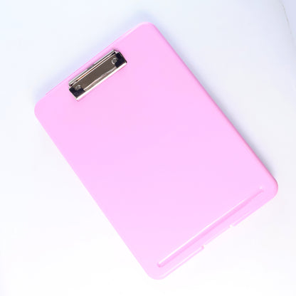 A4 size hard plastic clipboard file folder in blue, designed for office use, with metal clip and durable construction by Wukusy.