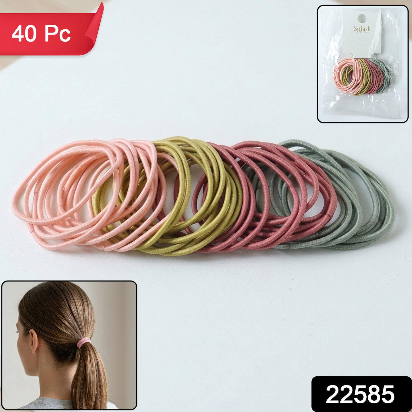 Set of 40 soft, stretchable Wukusy elastic hair bands and rubber hair ties for gentle, secure hold and versatile styling.