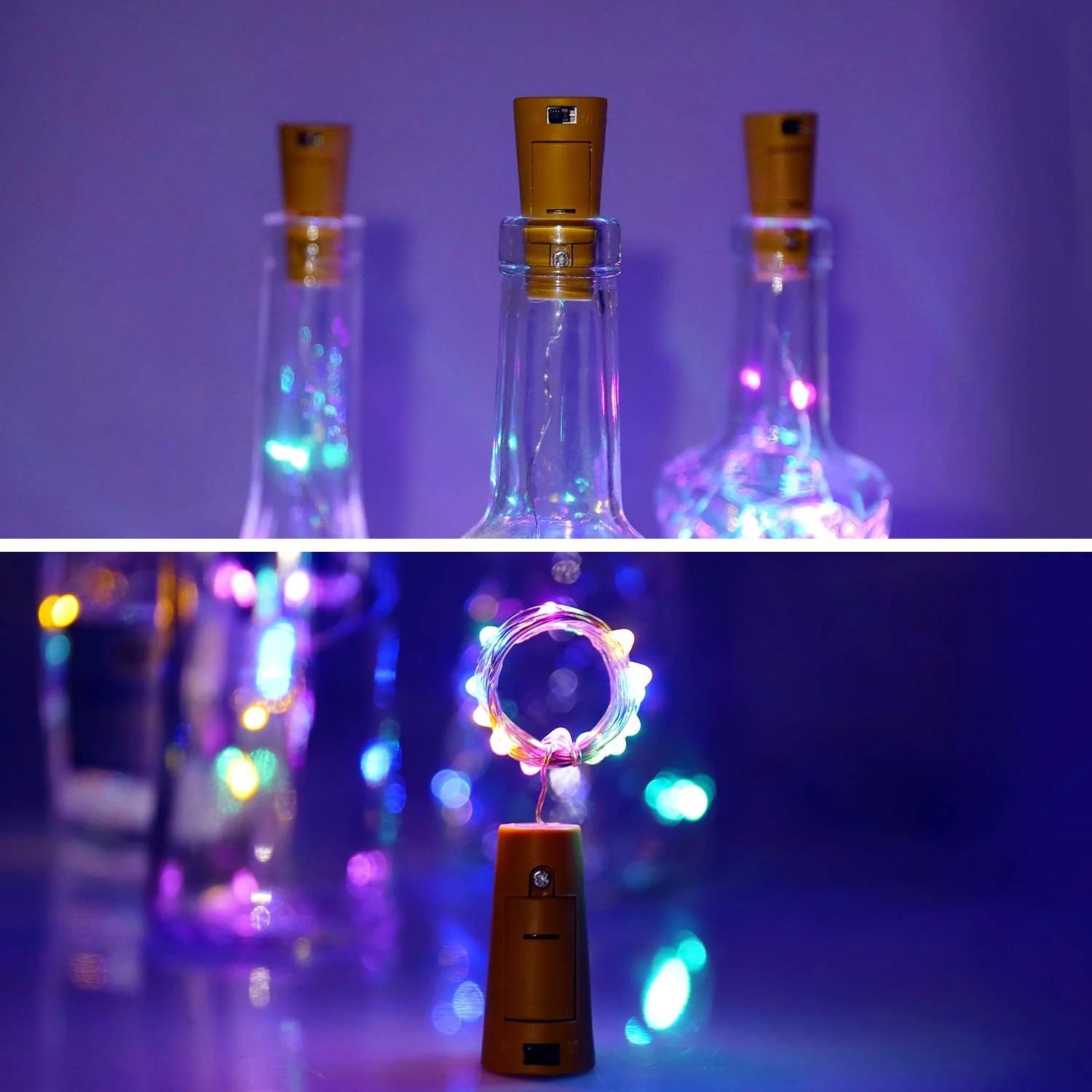 Wukusy 3-in-1 decorative LED party light combo set with colorful string lights, globes, and star-shaped LED decorations.