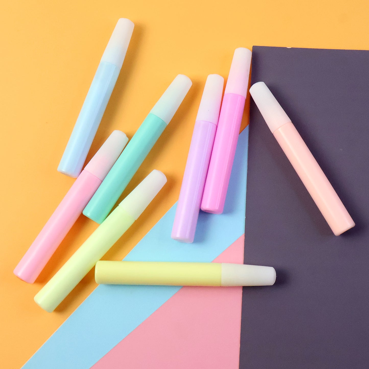 Wukusy DIY multi-color craft glue pen set with 8 pens, 10ml each, suitable for office and craft projects, colorful adhesive tools.