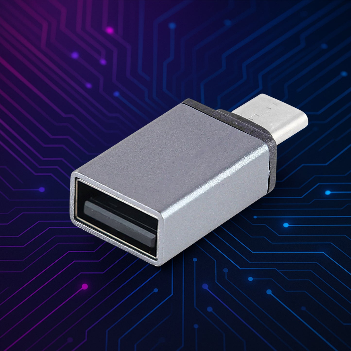 Wukusy Type-C OTG adapter pen drive connected to a device, compact black design for easy data transfer and storage.