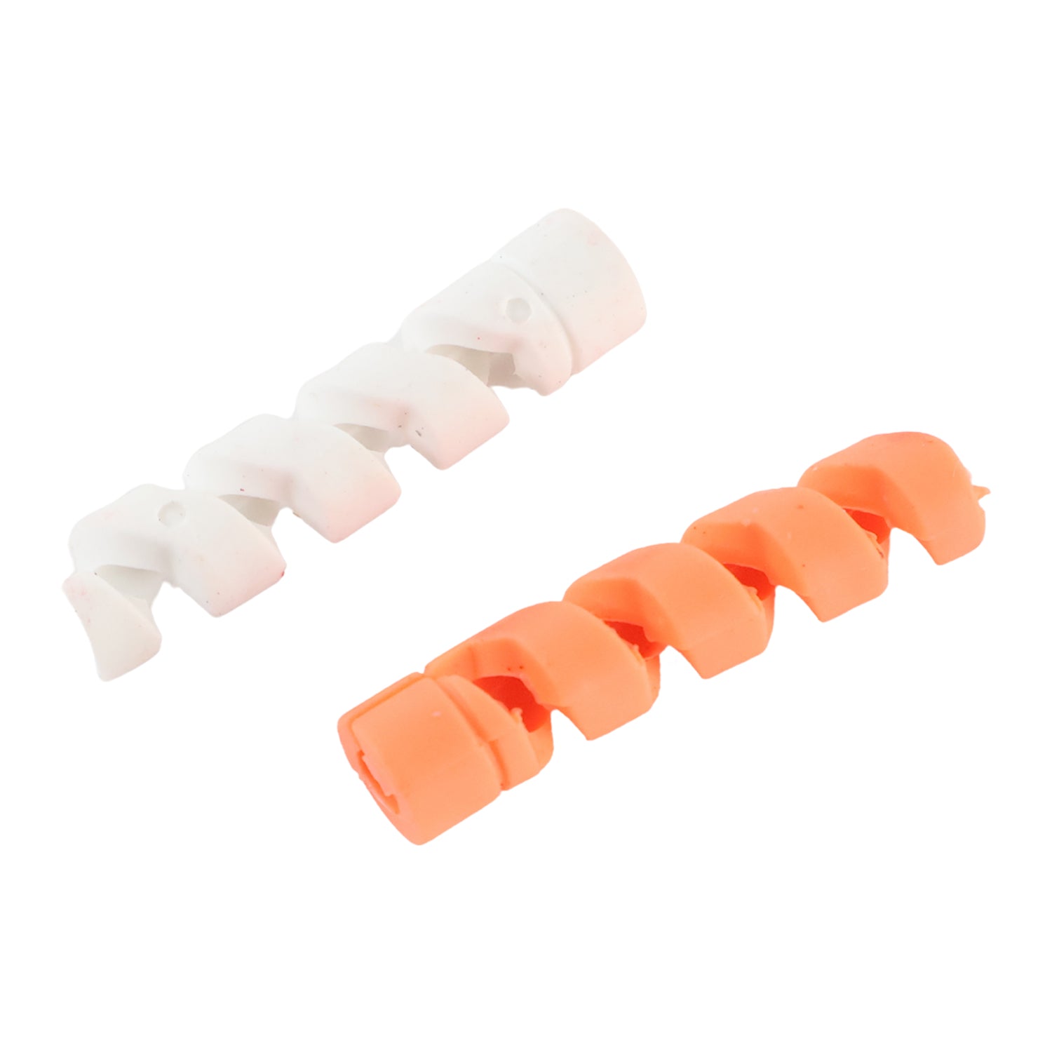 Wukusy anti-fray spiral cable protector set for mobile accessories, showing flexible black protective sleeves on charging cables.