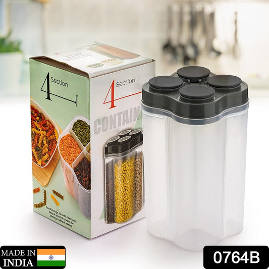 Wukusy plastic lock food storage container with four sections, ideal for organizing groceries and fridge items.