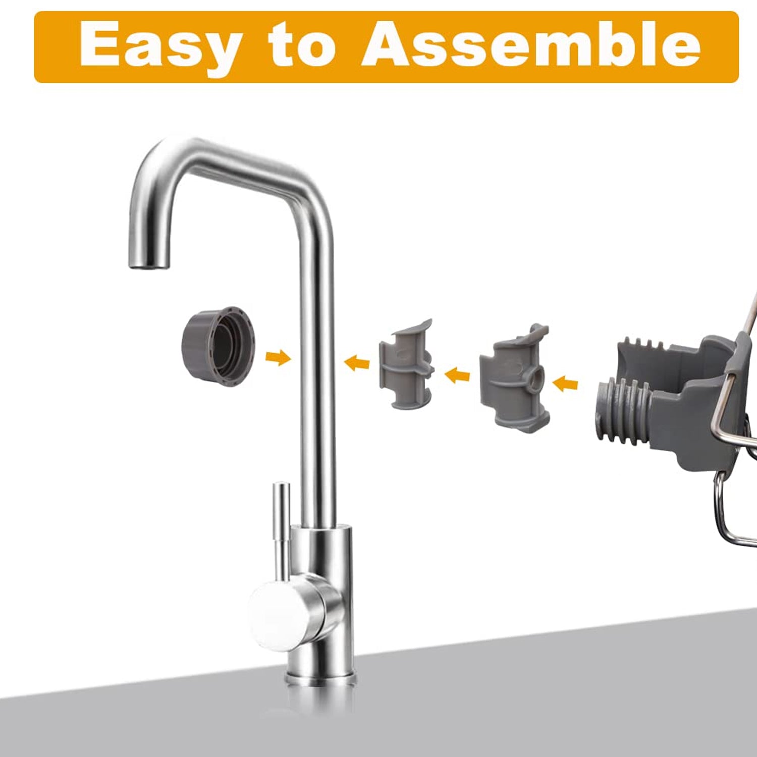 Stainless steel soap sponge holder and sink caddy organizer by Wukusy, designed to hold soap and sponges in the kitchen sink area.