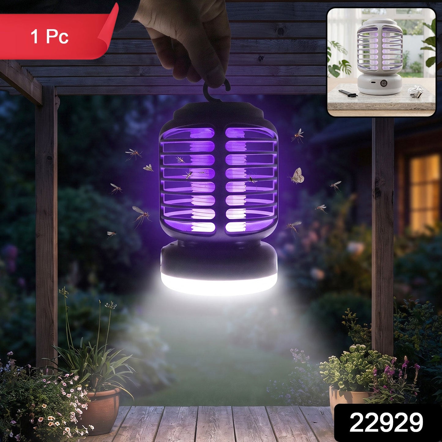 Wukusy electric mosquito killer lamp with LED light and UV, rechargeable, designed to attract and eliminate mosquitoes indoors.