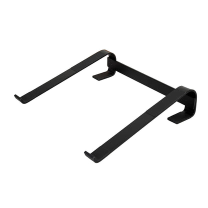 Wukusy fixed metal laptop stand for desk, adjustable 25-26 cm height, sturdy silver-colored office accessory for laptops.