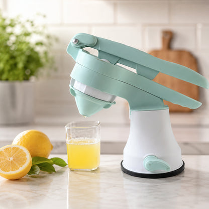 Wukusy manual fruit juicer hand press for citrus fruits, easy squeezer citrus juice maker showing the press mechanism