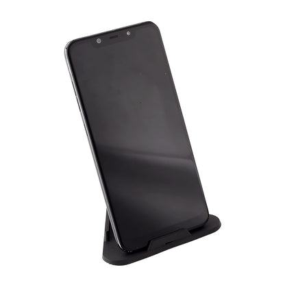 Black Wukusy pyramid mobile stand with three inclined angles, designed for stable and adjustable smartphone support.