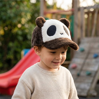Wukusy cute panda design plush winter cap with panda face and ears, cozy for cold weather, child-friendly winter headwear