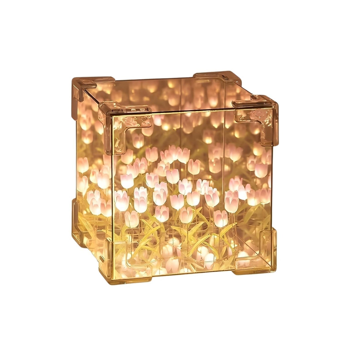 Wukusy decorative tulip flower LED cube night lamp set with colorful mixed lights, ideal for ambient bedroom or living room decor.