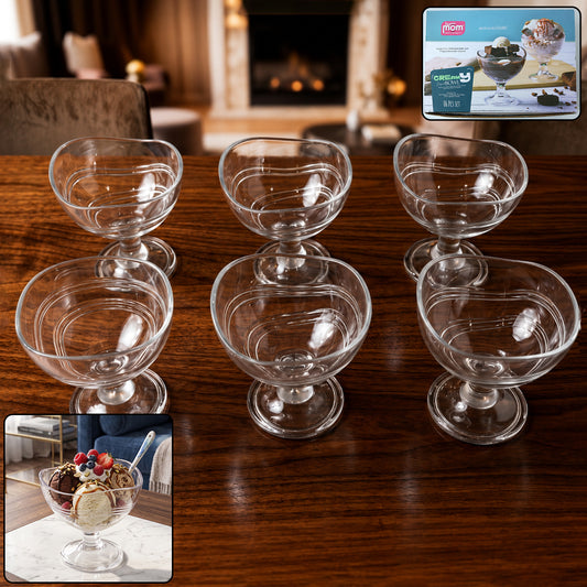 Set of six Wukusy Supermom Creamy Dessert Bowls, white ceramic bowls with smooth, rounded design for serving desserts.