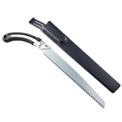 Wukusy garden hand pruning saw with 50cm blade and cover, ideal for cutting tree branches, displayed with blade and handle visible.