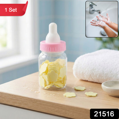 Wukusy portable baby bottle-shaped hand wash soap paper sheets set, compact and convenient hand cleaning solution for on-the-go use