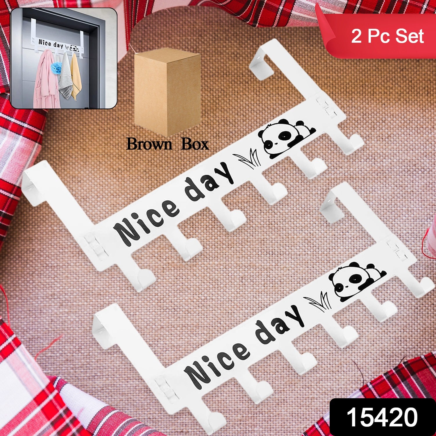 White heavy-duty carbon steel door hook hanger rack with 6 hooks, designed for home improvement and organization.