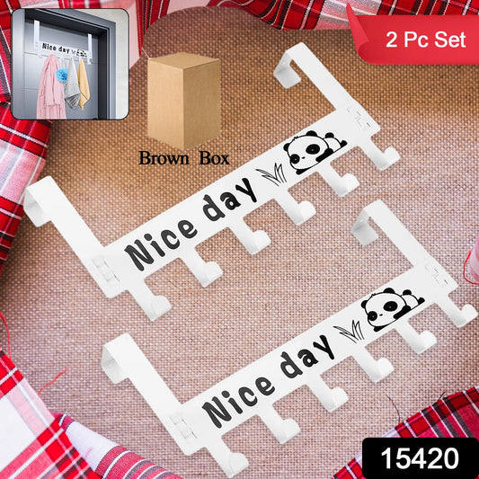 White heavy-duty carbon steel door hook hanger rack with 6 hooks, designed for home improvement and organization.