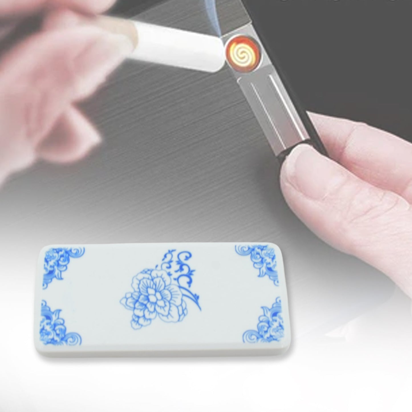 Wukusy electric USB lighter for men and women, slim, portable, windproof flameless coil cigarette lighter with charging cable
