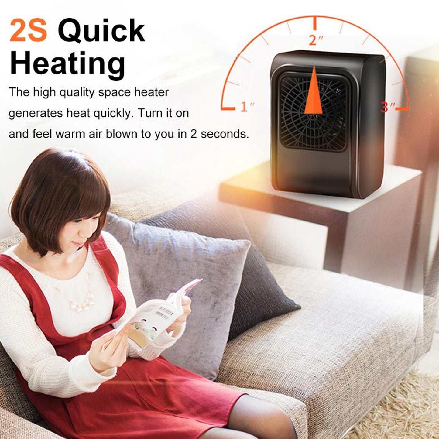 Wukusy 6683 brown 220v room heater for office and bedroom use, compact box heater for home heating comfort