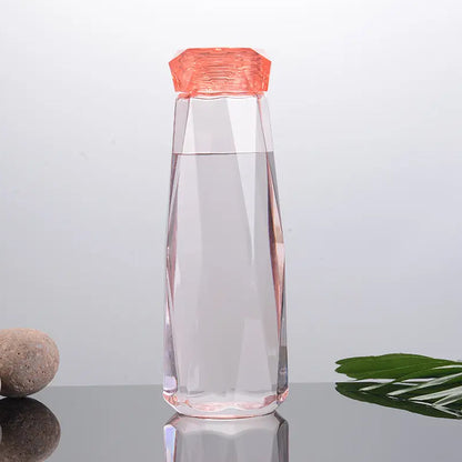 Wukusy 5213 glass fridge water bottle with plastic cap and two water glasses for home and kitchen use