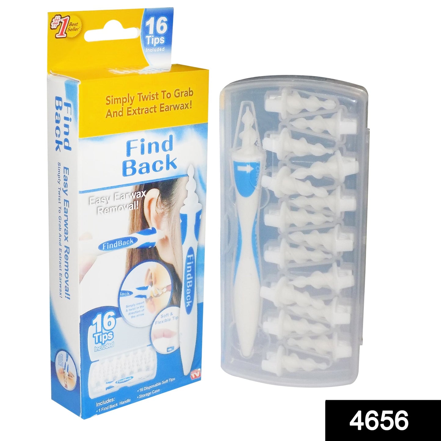 Wukusy 4656 Smart Swab silicone earwax removal tool with 16 soft disposable tips, designed for gentle ear cleaning.