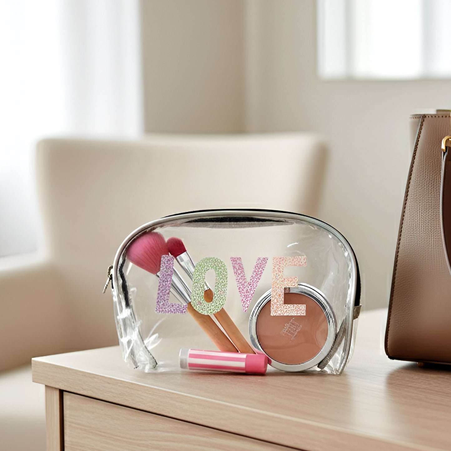 Wukusy 3-in-1 premium travel makeup bag set with multiple compartments and a sleek design for organizing cosmetics and toiletries.