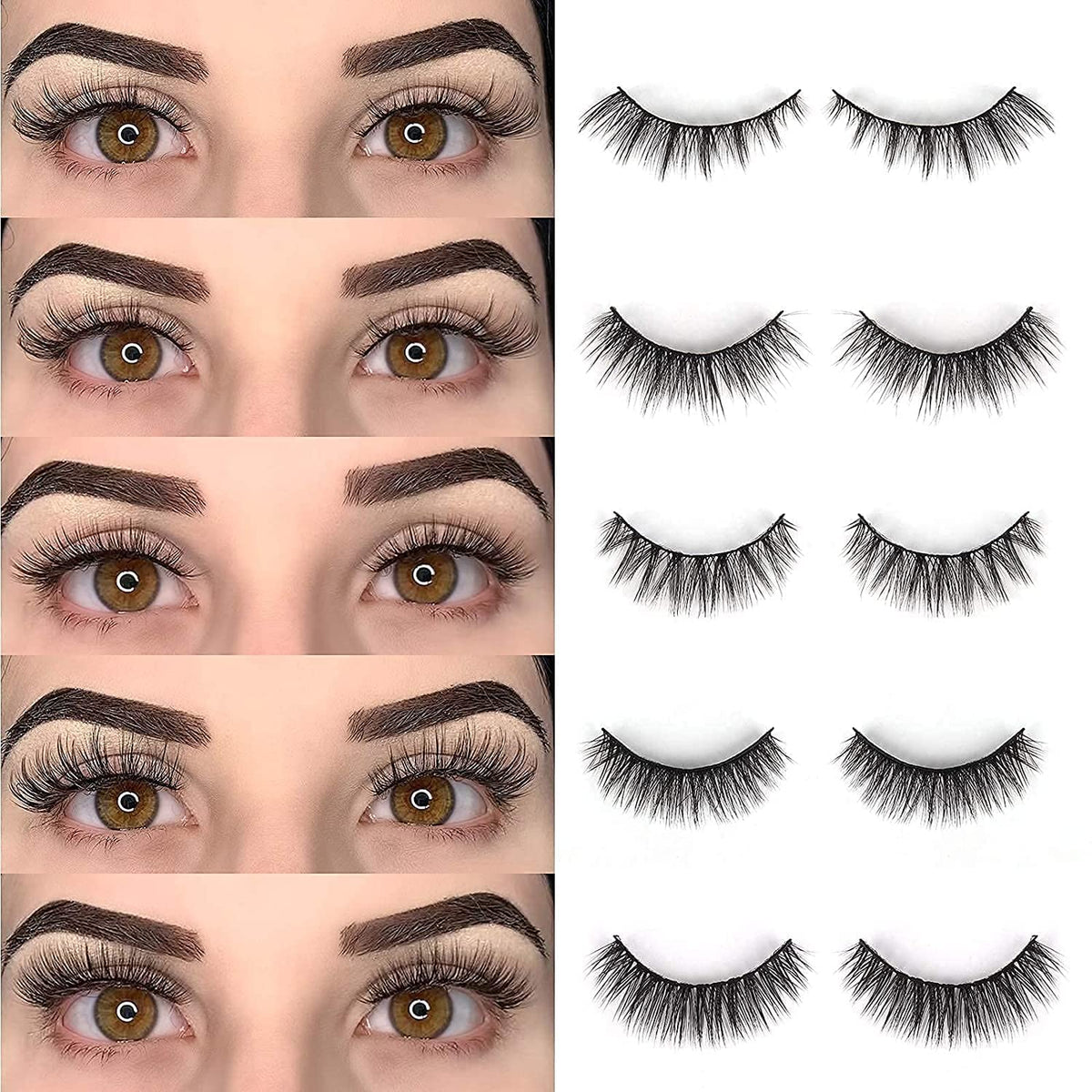 Set of 10 magnetic false eyelashes by Drpshippr featuring long, natural-looking mink style volume lashes for a beauty enhancement.