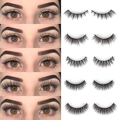 Set of 10 magnetic false eyelashes by Drpshippr featuring long, natural-looking mink style volume lashes for a beauty enhancement.