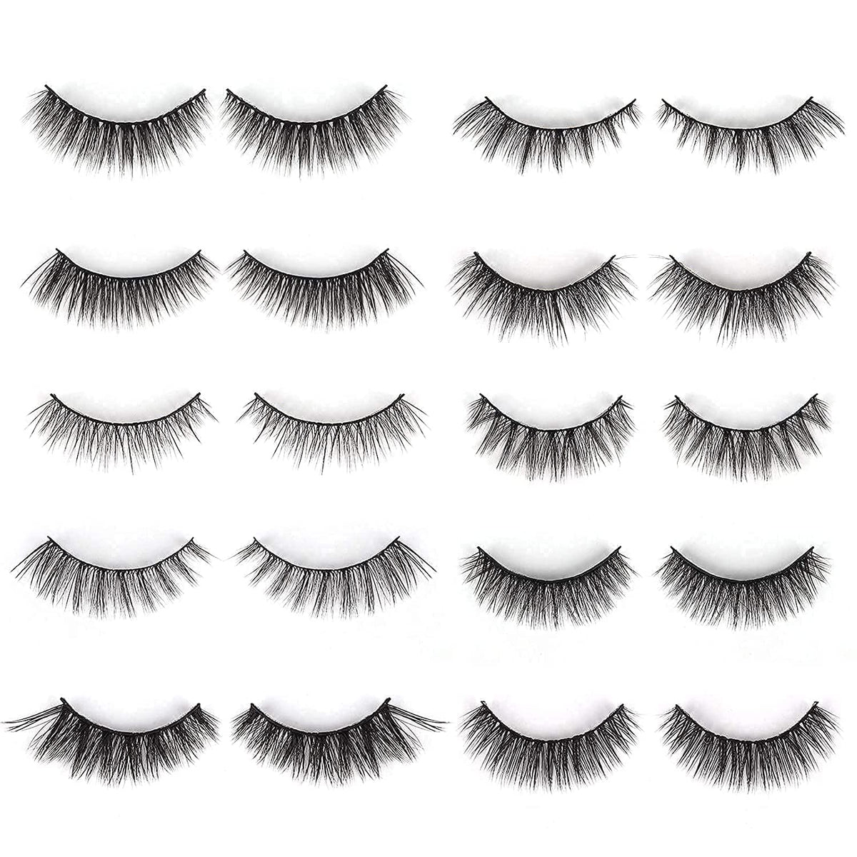 Long natural magnetic false eyelashes by Drpshippr, faux mink volume eyelashes for a full, natural look in a pack of 10.