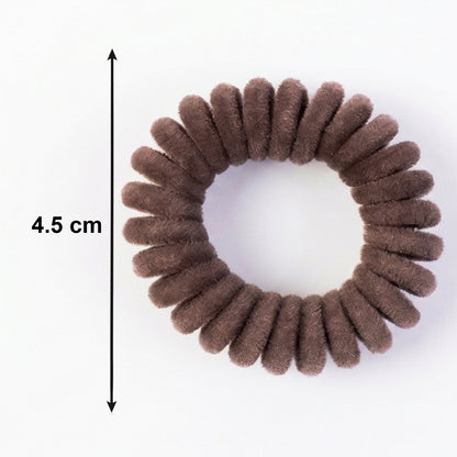 Wukusy soft stretchable telephone wire style hair band in black, shown coiled with flexible, thin wire design for hair styling.