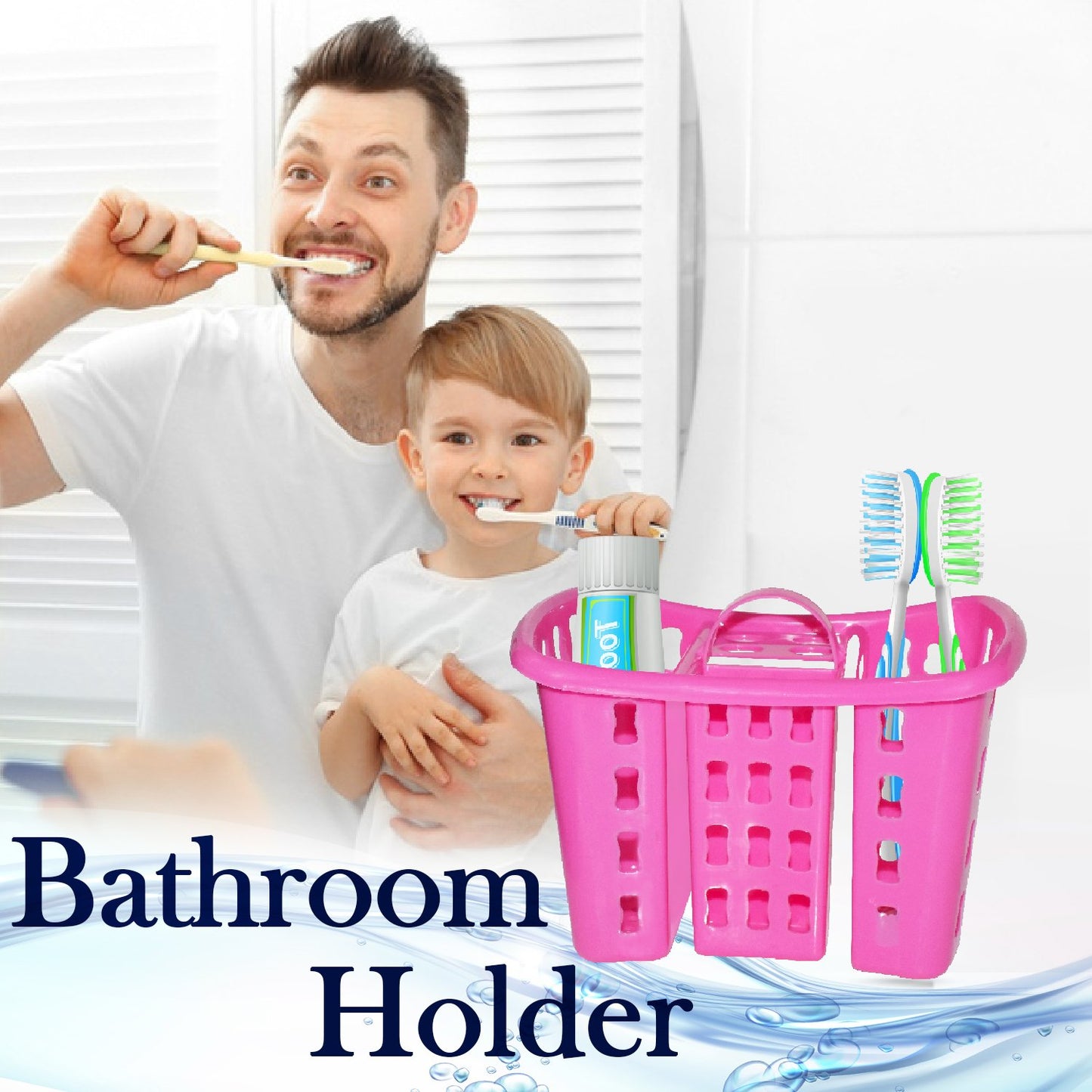 Wukusy 2450 toothbrush and toothpaste bathroom organizer stand with 4-in-1 holder for bathroom countertop storage.
