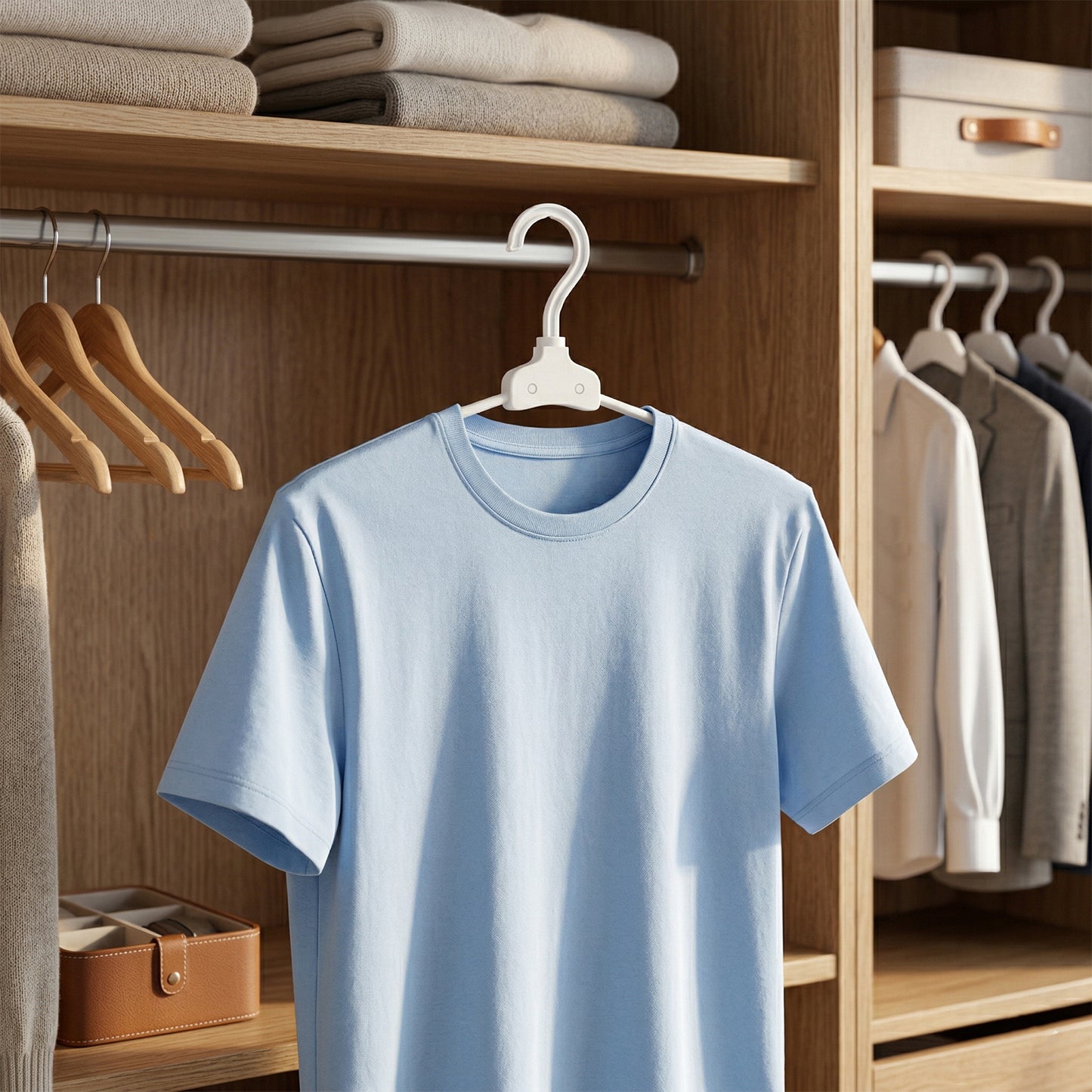 Wukusy premium foldable plastic clothes hanger with a sleek design and sturdy construction, ideal for organizing garments.