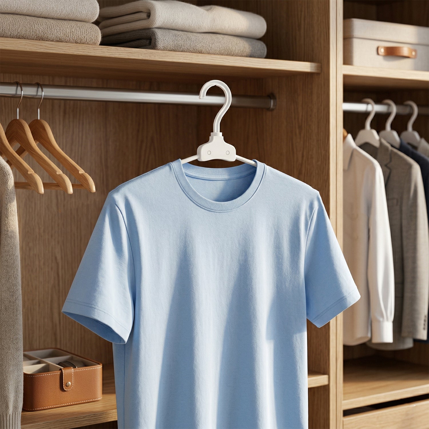 Wukusy premium foldable plastic clothes hanger with a sleek design and sturdy construction, ideal for organizing garments.