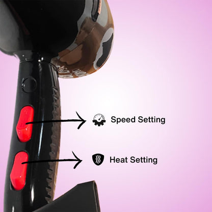 Wukusy Orbit Professional Electric Hair Dryer with concentrator nozzle, black and silver, showing the sleek design and nozzle attachment.