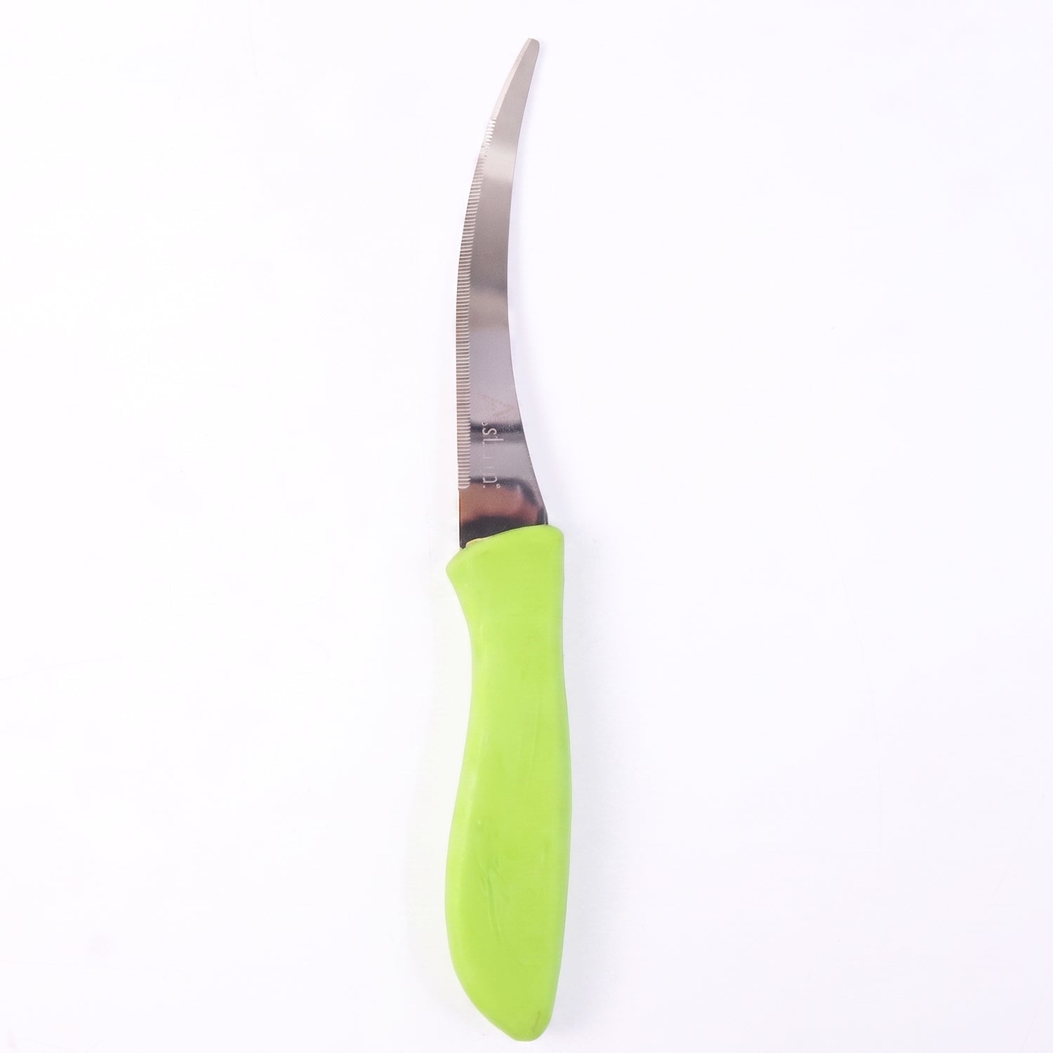 Wukusy 8-inch stainless steel kitchen knife with curved blade and plastic handle, ideal for precise cutting and slicing tasks.