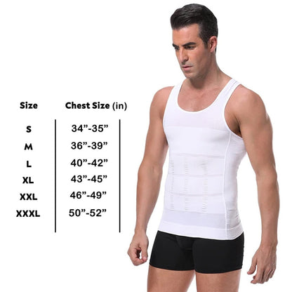 FIZZI SHOP slimming shirt for men, slim and fit design, close-up of black men's compression shirt on a model